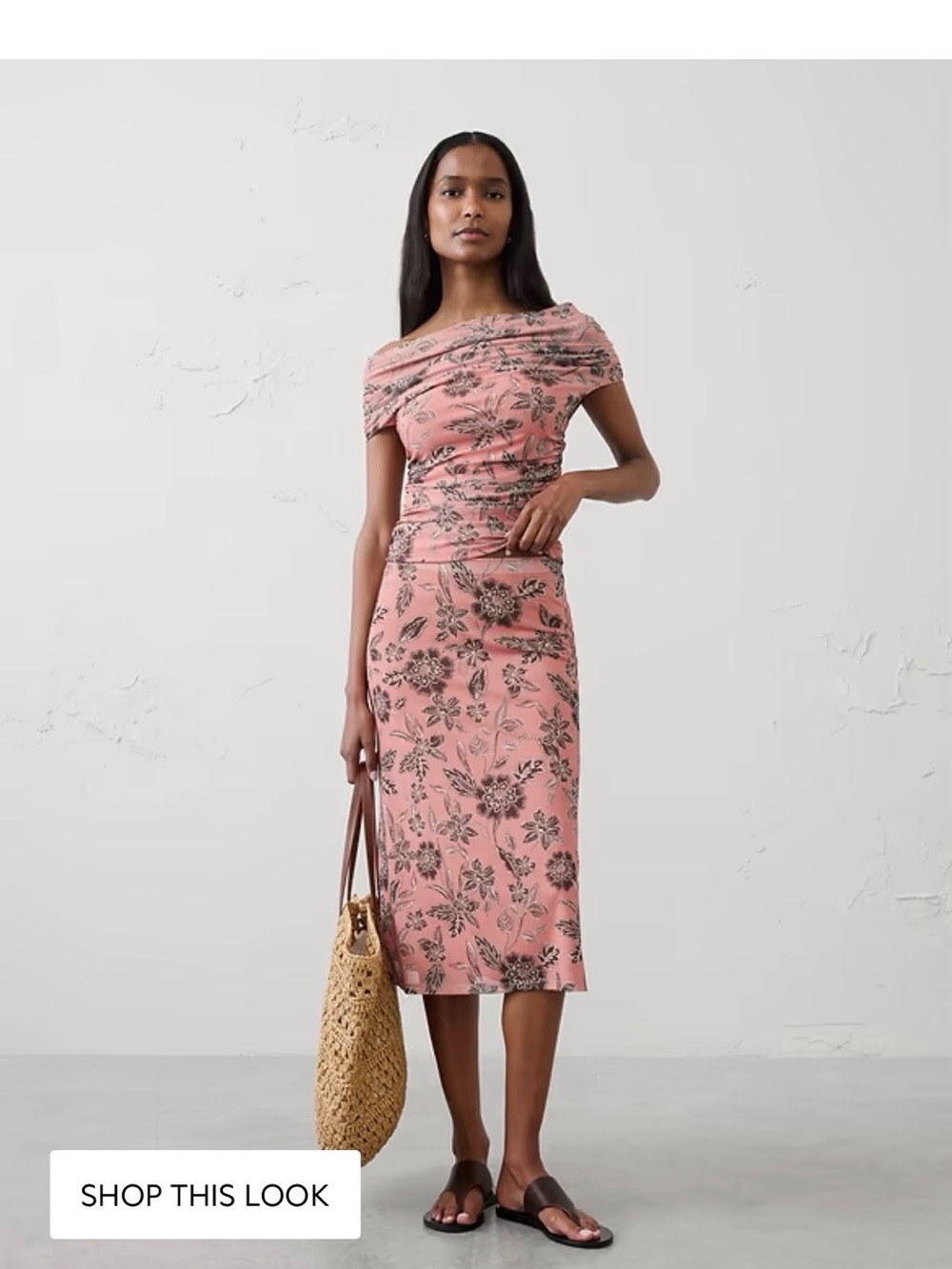 Banana Republic Factory Pink Floral Mesh Skirt